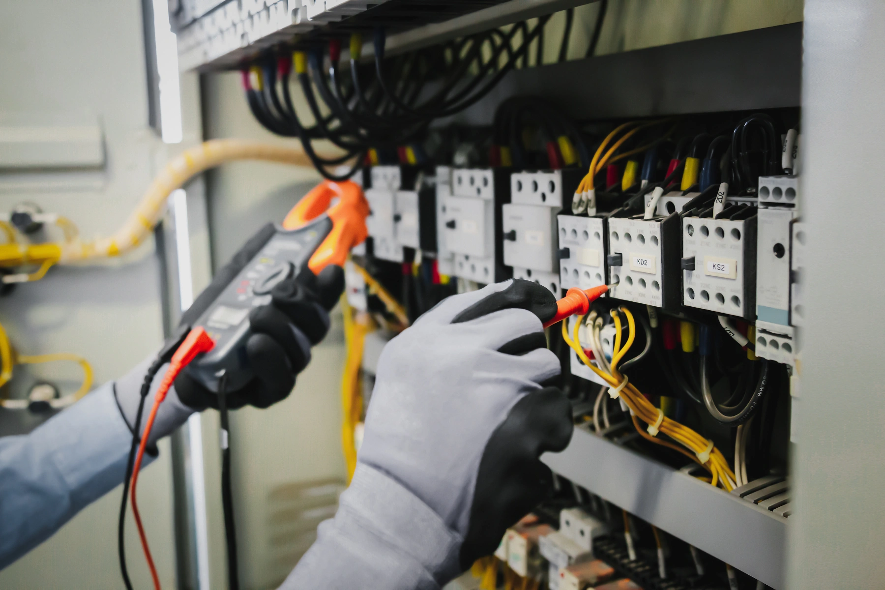 Electrical engineers test electrical installations