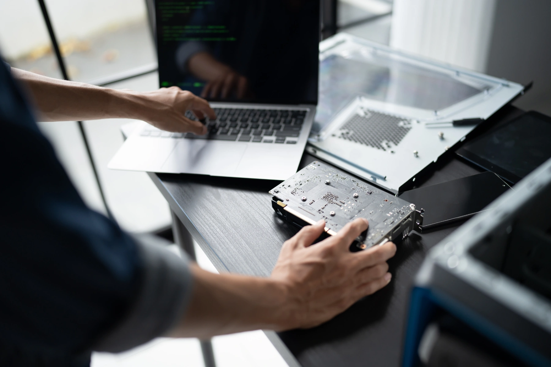 IT Engineer installing Hardware Equipment Development Facility E